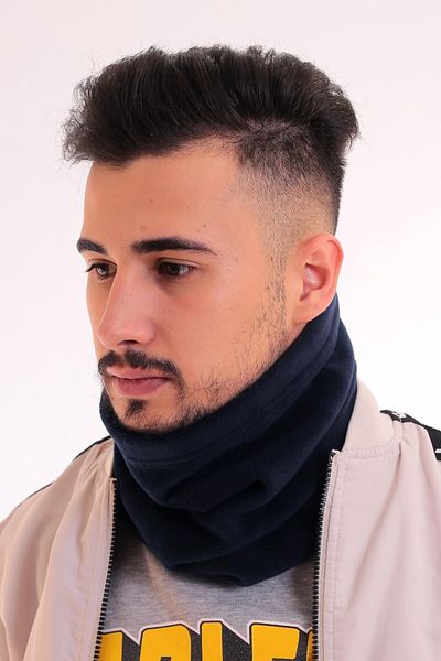 lovebox Men's Navy Blue Fleece Beret Neck Collar That Can Be Used in Two Different Ways