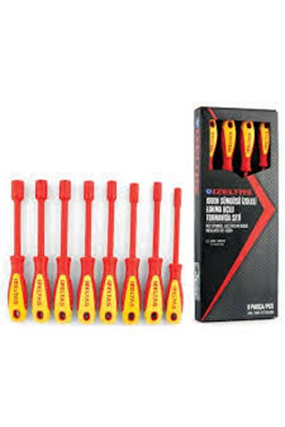 İzeltaş 4773 1000V Süngüsü İzoleli Lokma Uçlu Tornavida Seti - 8 Parça