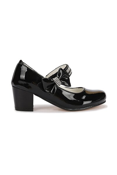 Kiko Kids Girl's Black Patent Leather Heeled Shoes - 4 cm 752