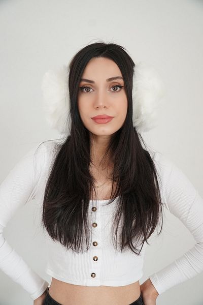 purplerose Women's White Furry Plush Earmuff 9K 2670001