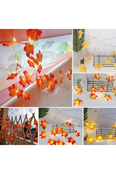 KozmoParti Sonbahar Konseptli Dekoratif Yaprak +3m Günışığı Led Işıklı Sarmaş...