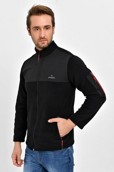 DYNAMO Men's Black Plus Size Fleece Jacket Chest Softshell Fabric
