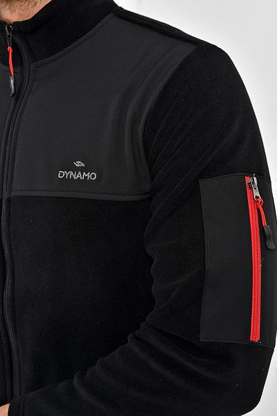 DYNAMO Men's Black Plus Size Fleece Jacket Chest Softshell Fabric
