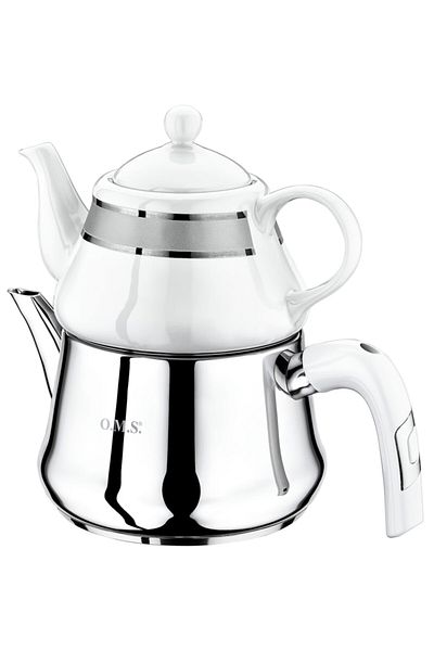 OMS PASLANMAZ Oms 8025 (m) Medium Size / 0.7 Lt.-1.7 Lt. Steel Porcelain Teapot