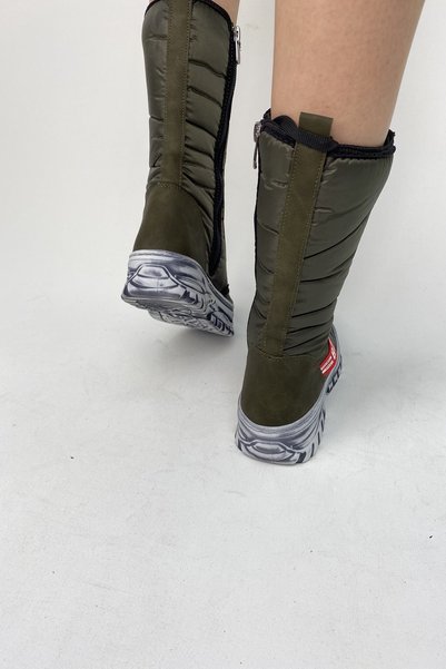 Ülkü Yaman Collection Women's Khaki Parachute Fabric Boots