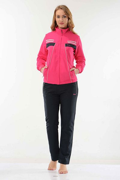Fantasy Women's Pink Half Turtleneck Micropoly Pink Tracksuit Set 2068
