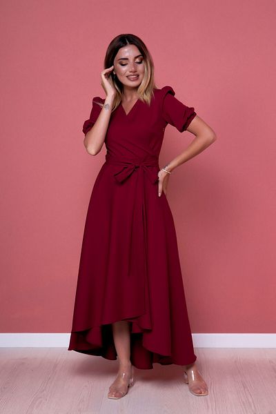 Bidoluelbise Rochie de damă Bordeaux Plus Size cu croiala asimetrică