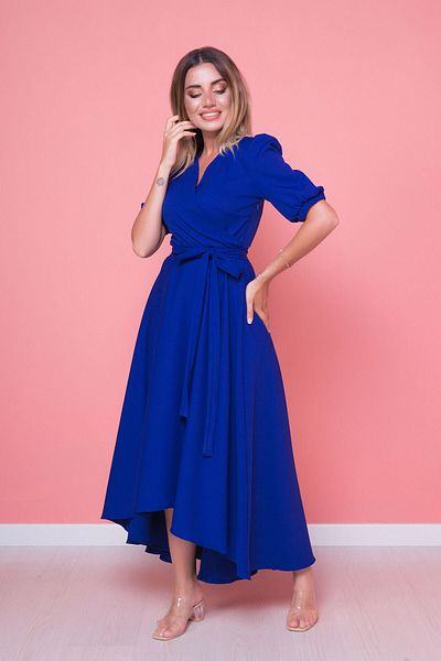Bidoluelbise Γυναικείο φόρεμα Sax Blue Plus Size Asymmetrical Cut