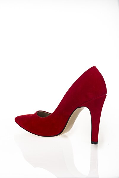 Çnr&Dvs Kırmızı Süet Aynalı Stiletto Topuklu Kadın Klasik Ayakkabı 1501cnr