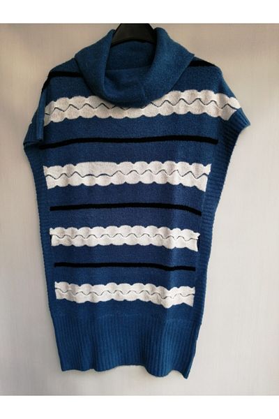 Butik Tülin Women's Acrylic Blue Bryaz Degaje Very Soft Collar Sweater