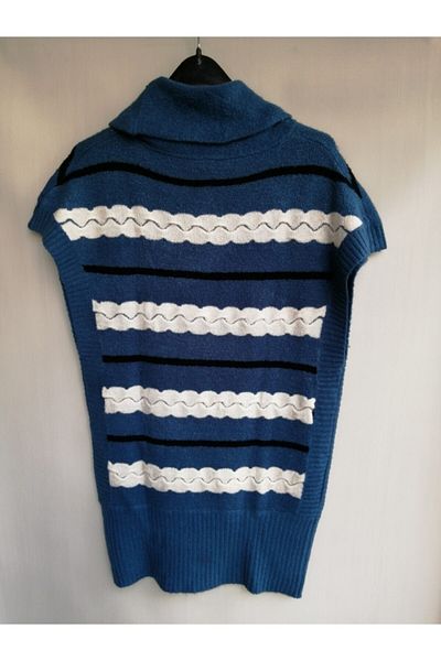 Butik Tülin Women's Acrylic Blue Bryaz Degaje Very Soft Collar Sweater