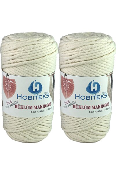 HOBİTEKS طقم خيط مكرامية 3 مم قابل للمسح مكون من قطعتين