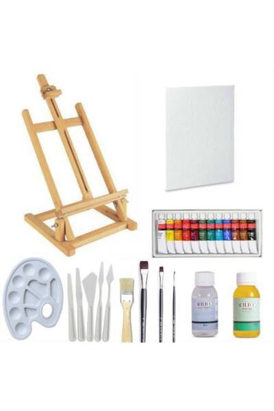 Cem Akrilik Boya Başlangıç Seti Masaüstü Şövale Set-2