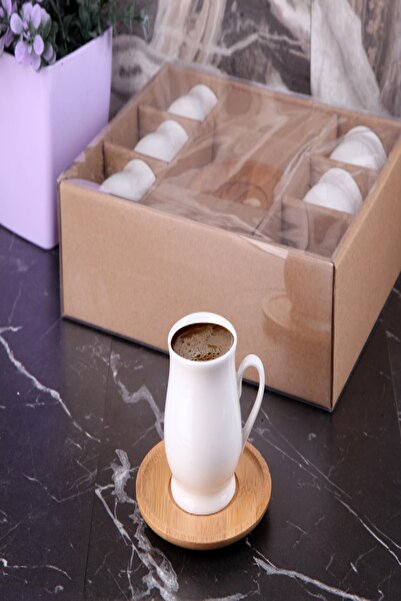 Keskinbıçak Porselen Bambu Altlıklı Kahve Takımı 6 Kişilik