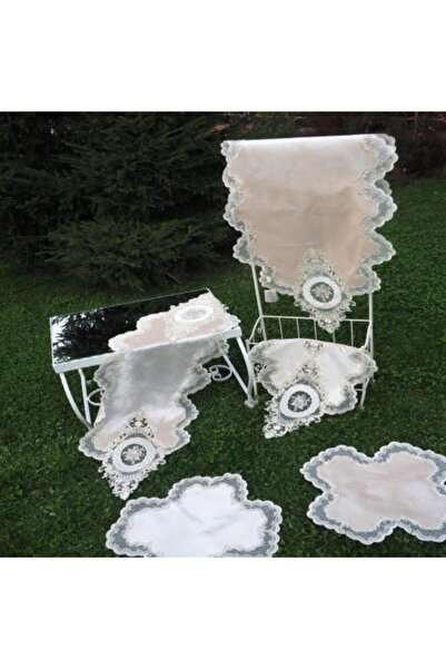 Finezza Махидевран Апликация Бродирана кадифена сребърна холна гарнитура 5 ча...