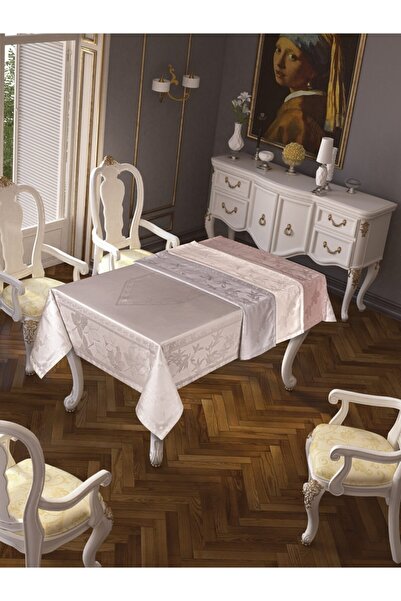 Finezza Çınar Lüx Jacquard Bamboo Fabric Stone Table Cloth Rectangular 160x22...