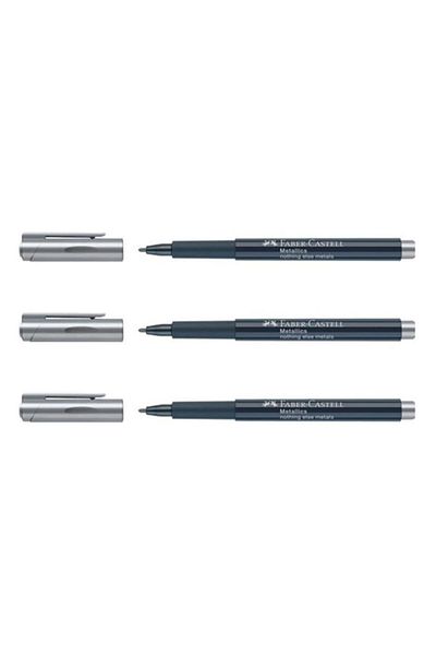 Faber Castell Faber-castell Metallic Marker Silver 3-pack