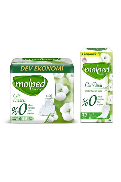 Molped Pure Soft Normal Giant Economic 34 Pieces + Daily Pad Pure Soft Skin Friendly Thin 32 Li