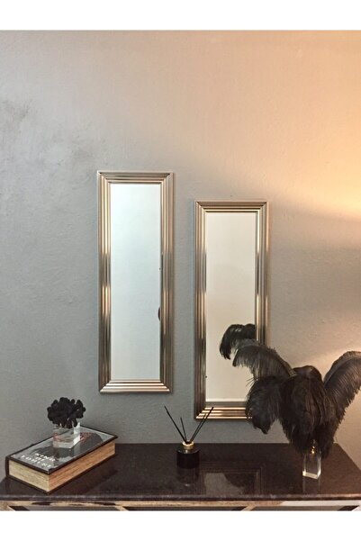MONEayna 2'li Dekoratif Gümüş Çerçeveli Salon Ofis Konsol Aynası Mne98e
