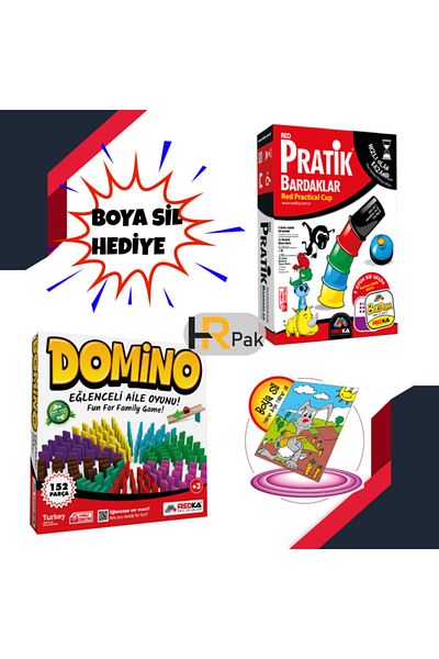 Redka Practical Set of 2 - with Cups and Domino Fun Family Game Gift