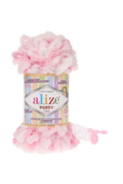 Alize Puffy Color Hand Knitting Thread - 5863 Baby Pink - 100 Gr9 MtFinger Kn...