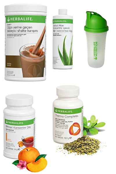 Herbalife Set Çikolata Shake- Aloe Suyu- 50 Gr Şeftali Aromalı Çay- Thermo Co...