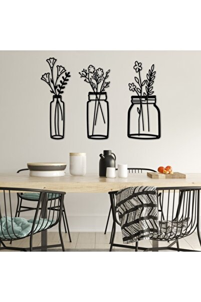Metalium Concept Dekoratif Metal Duvar Tablosu Bahar Çiçekleri 16x43cm X 3 Adet