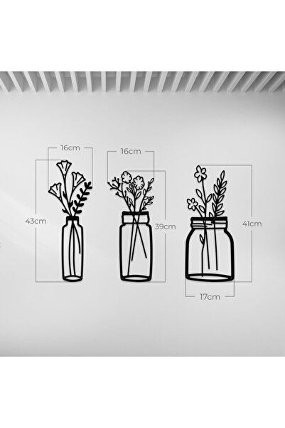 Metalium Concept Dekoratif Metal Duvar Tablosu Bahar Çiçekleri 16x43cm X 3 Adet
