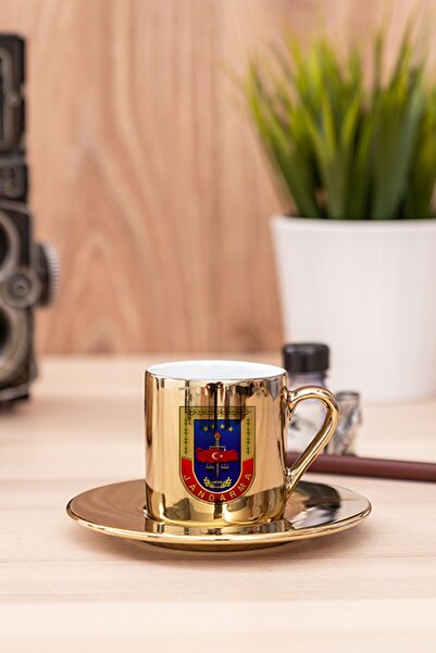 Procity Jandarma Logolu Gold Türk Kahvesi Fincanı