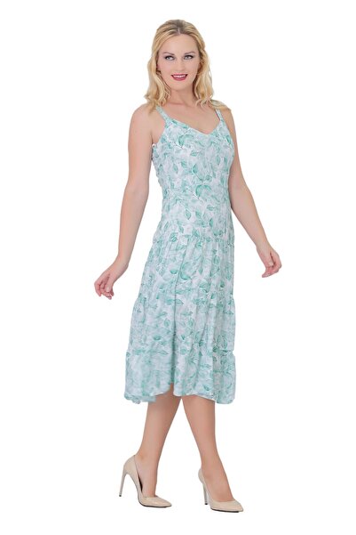 Loe Tiessi Жіноче зелене плаття з квітковим візерунком на бретельках