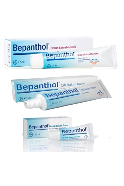Bepanthol Bepanthol Onarıcı Merhem + Cilt Kremi + Dudak Kremi 3'lü Set Skt:08/21