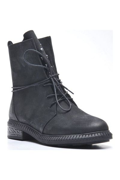 Bulldozer 220621 Μαύρο Nubuck Γνήσιο δέρμα Γυναικείες μπότες από καουτσούκ με κορδόνια χειμερινά παπούτσια Unisex