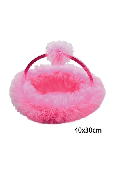 Cansüs Tüllü Ponponlu Bebek Sepeti Pembe
