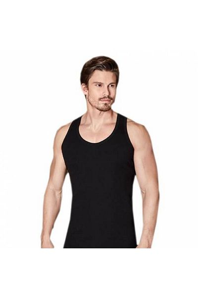 Berrak Men's Black 6-Piece 100% Cotton Strappy Undershirt
