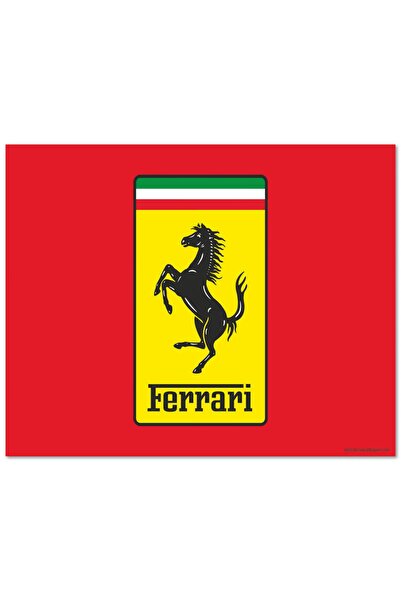 Cakatablo Ahşap Tablo Ferrari Logosu Kırmızı Zemin (25x35 Cm Boyut)