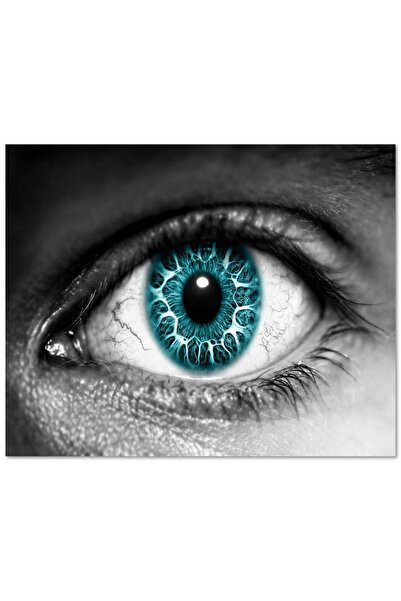 Cakatablo Ahşap Tablo Yeşil Göz Iris Makro (25x35 Cm Boyut)