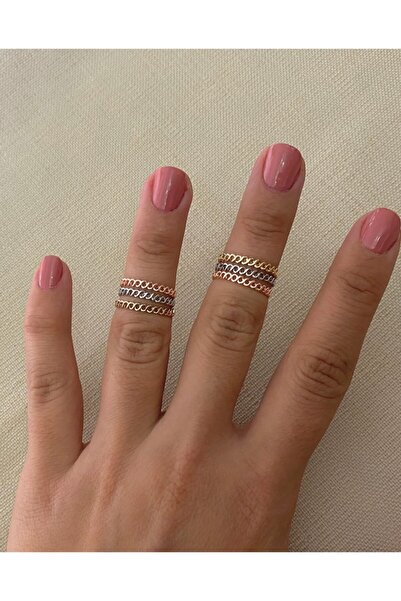 Markiz Takı خاتم مفصل ذهبي اللون للنساء مكون من 6 قطع