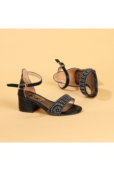 Kiko Kids Sandale Negre Cu Toc De 3 Cm Pentru Fata