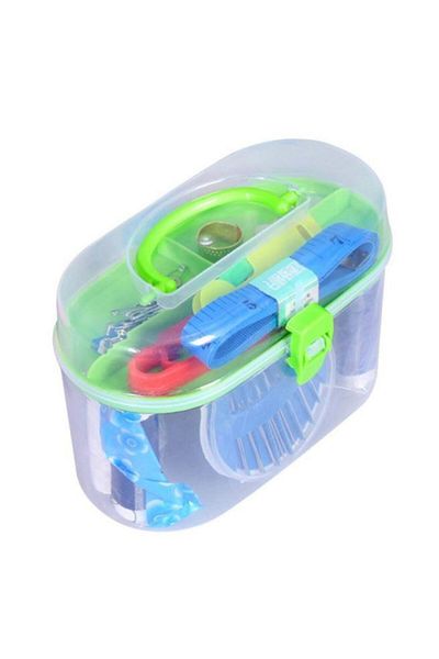 İndiriminVar Button Needle Thread Scissors Tape Measure Mini Sewing Embroidery Box Set Set