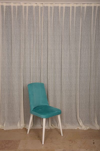 AKÇA TEKSTİL Striped Model Cream Color Single Wing Ready-made Planted Pleated Background Curtain 300*260 Cm