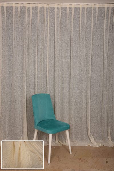 AKÇA TEKSTİL Striped Model Cream Color Single Wing Ready-made Planted Pleated Background Curtain 300*260 Cm