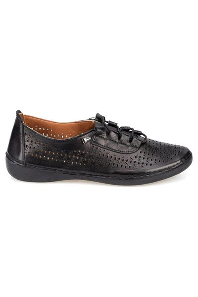 Polaris Women's Black Perforated Leather Ballerinas
