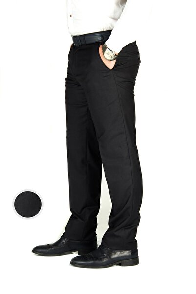 wontilotte Erkek Siyah Cotton Regular Fit Kumaş Pantolon (black)
