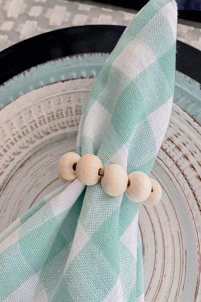 Emtory Home Σετ με 12 δαχτυλίδια χαρτοπετσέτας με φυσικές χάντρες
