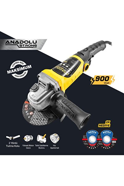 Anadolu Strong Devir Ayarlı Spral Taşlama Makinası Avuç İçi Taşlama 115 mm 2 Adet Disk Dm803