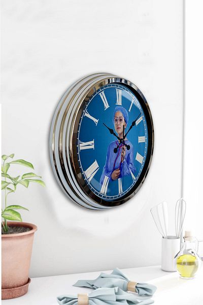 Kasva Concept Gift 40 cm Chrome Metal Nurse Wall Clock