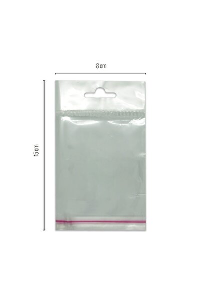 Genel Markalar 8*15 Sedefli Askılı (askı Kısmı Beyaz) Bantlı Opp (parlak-şeffaf) Jelatin 1000 Adet