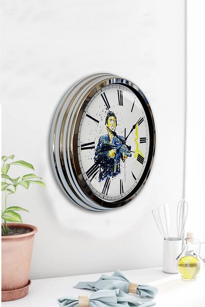 Kasva Concept Gift 40 cm Chrome Metal Rambo Wall Clock