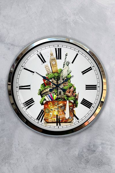 Kasva Concept Δώρο Ρολόι Διακοσμητικό Ρολόι τοίχου 40 εκ. Chrome Metal Capitals