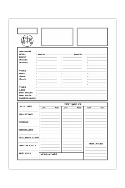 Kaya Avukat Büro Ofis Dava Icra Dosyası Beyaz (Küçük Boy) 1.kalite 50'lik Paket